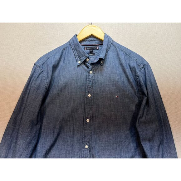 Tommy Hilfiger Men's Regular Fit Washed Chambray Shirt Button Down Size XL Blue - Picture 5 of 11